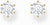 Paire de clous d'oreilles en zircone blanche ronde taille brillant, monture dorée