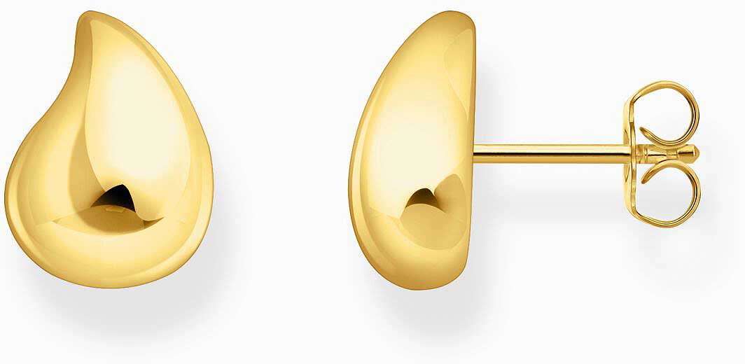 Goldfarbene Ohrstecker in Tropfenform mit glänzender Oberfläche, Thomas Sabo