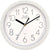 Runde JVD-Wanduhr mit weißem Zifferblatt, schwarzen Ziffern und Zeigern, 12-Stunden-Layout