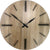 Horloge murale ronde aspect bois, aiguilles noires et index bâtons, inscription JVD