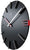 Horloge murale JVD avec cadran noir, index bâtons biseautés et aiguilles rouges