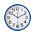 Horloge murale avec bordure bleue, cadran blanc et chiffres noirs