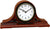 Horloge de table en bois avec cadran rond, chiffres arabes et aiguilles, marron foncé