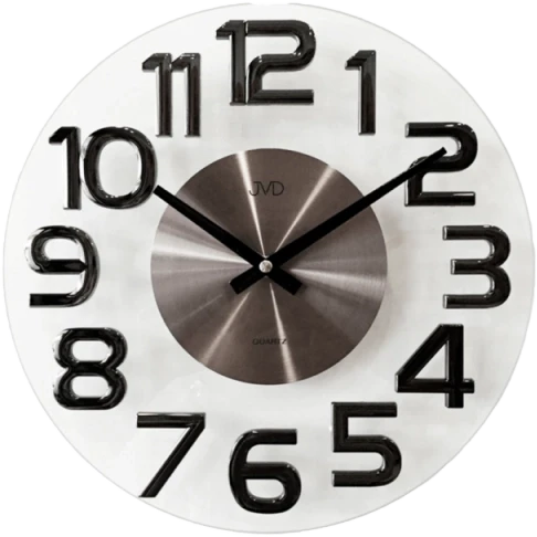 Horloge murale ronde avec cadran blanc, chiffres noirs et aiguilles noires