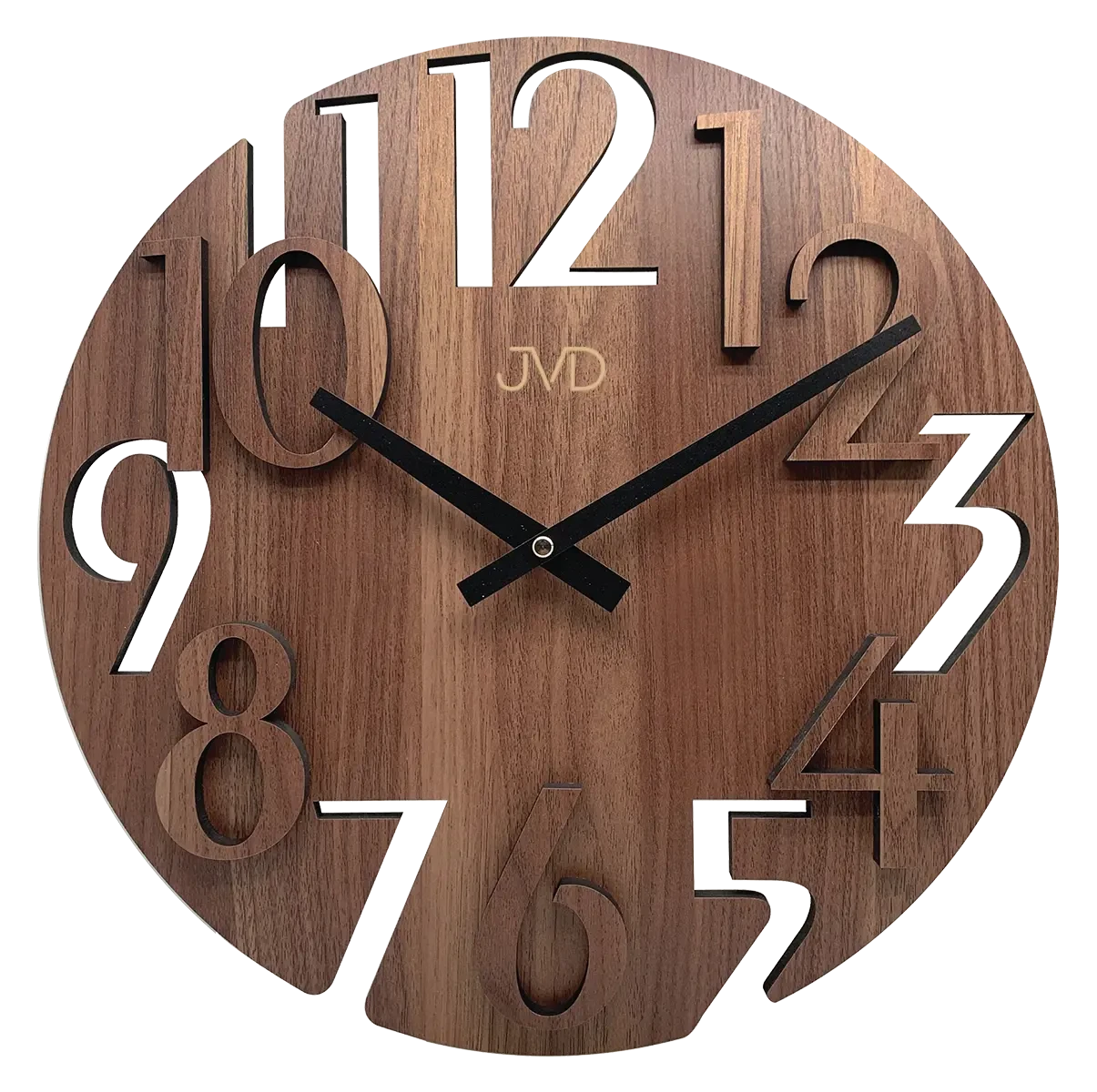 Horloge murale JVD 40 cm Ø Bois • Mouvement à quartz silencieux • Design moderne