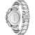 Herren-Chronograph Rückseite mit silbernem Edelstahlgehäuse und Armbandglieder