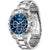Herren-Chronograph mit silbernem Edelstahlarmband, blauem Zifferblatt und Chrono-Subdials