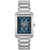 BOSS Herrenarmbanduhr mit silberfarbenem Edelstahlband und blauem rechteckigem Zifferblatt