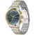 Herrenarmbanduhr mit blauem Chronograph-Zifferblatt, zweifarbigem Edelstahlarmband, Datum