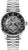 Montre homme avec bracelet en acier inoxydable argenté et cadran noir avec mouvement squelette