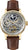 Herrenarmbanduhr mit goldfarbenem Gehäuse, braunem Lederband und sichtbarem Automatik-Werk