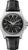 Montre homme avec cadran squelette, bracelet en cuir noir et boîtier argenté