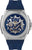 Montre homme avec bracelet en cuir bleu et cadran squelette, boîtier en acier inoxydable