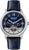 Montre homme avec cadran bleu, mouvement automatique squelette et bracelet en cuir bleu