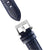 Montre pour homme avec bracelet en cuir bleu et boucle métallique brillante au fermoir