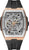 Sportliche Herrenuhr mit offenem Zifferblatt, roségoldfarbenem Gehäuse und schwarzem Kautschukband.