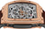 Montre homme : boîtier or rose avec mouvement squelette apparent et fenêtre de visualisation