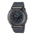 G-SHOCK Damenarmbanduhr mit dunklem Zifferblatt, Metalllünette und schwarzem Kautschukband