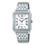Herrenarmbanduhr CASIO mit silbernem Edelstahlarmband und rechteckigem weißem Zifferblatt