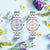 Ensemble de montres pour femmes avec bracelet en métal argenté : cadran bleu et rose