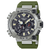 Titan-Taucheruhr mit grünem Kautschukband und schwarzem Zifferblatt, Lünette aus Metall