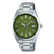 Casio Edifice Herrenarmbanduhr mit Metallarmband, grünem Zifferblatt und Datumsfenster.