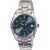 Titan-Uhr mit blauem Zifferblatt, Metallgliederarmband und Datumsanzeige bei 21