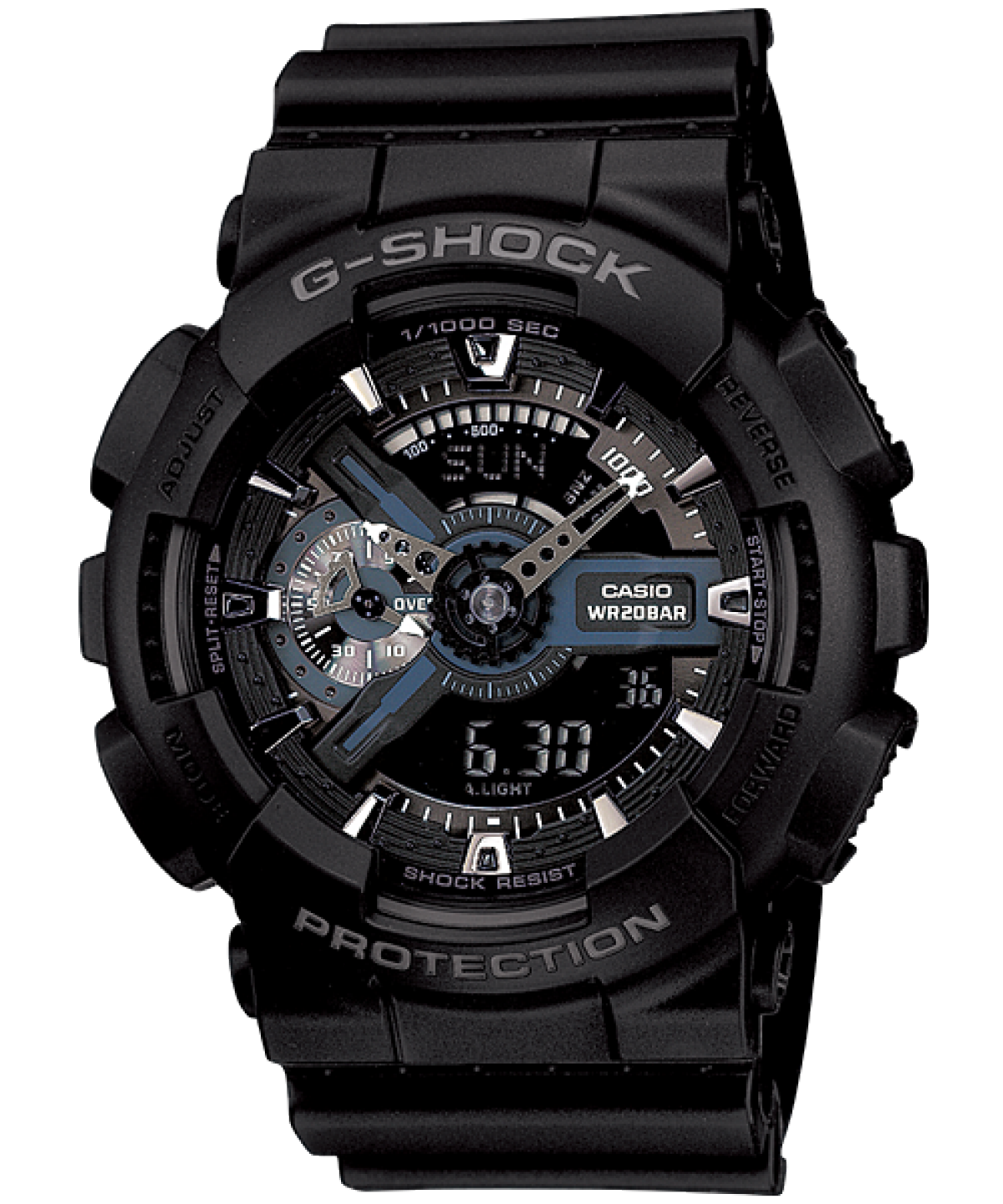 Casio G-Shock Herrenuhr mit schwarzem Gehäuse, analog-digitales Zifferblatt
