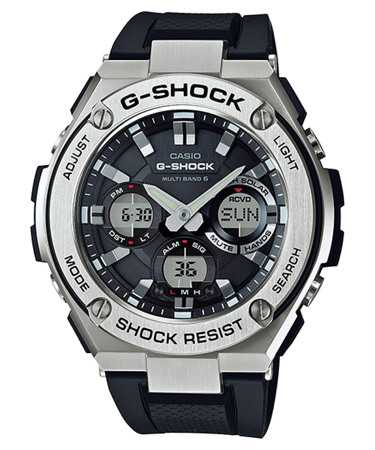 Casio G‑SHOCK Herrenarmbanduhr mit dunkel-schwarzem Zifferblatt und Metallgehäuse