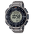 CASIO Pro-Trek Herrenuhr mit digitalem Display, dunklem Zifferblatt und Metallarmband