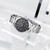 Bracelet de montre pour homme en acier inoxydable, couronne latérale, cadran noir