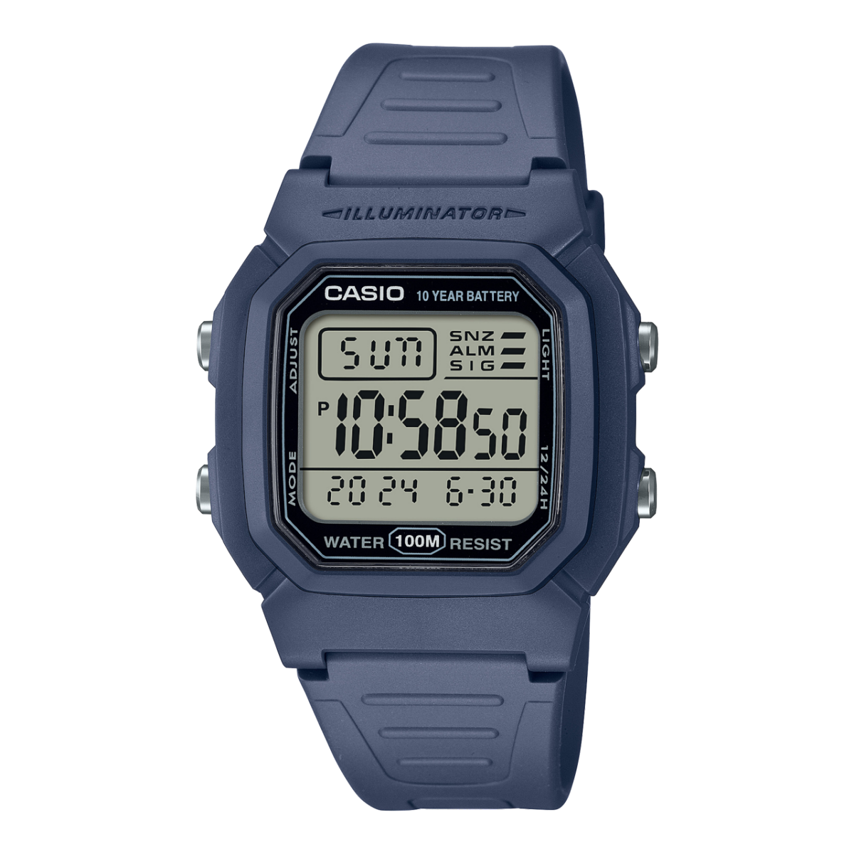 Casio Herrenarmbanduhr W-800H-2AVES mit blauem Kunststoffband und digitalem LCD-Display