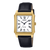 Casio Herrenuhr: goldfarbenes Gehäuse, schwarzes Lederband, weißes Zifferblatt mit Römischzahlen