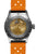 Bracelet de montre pour homme avec mouvement visible dans le boîtier et bracelet en cuir orange