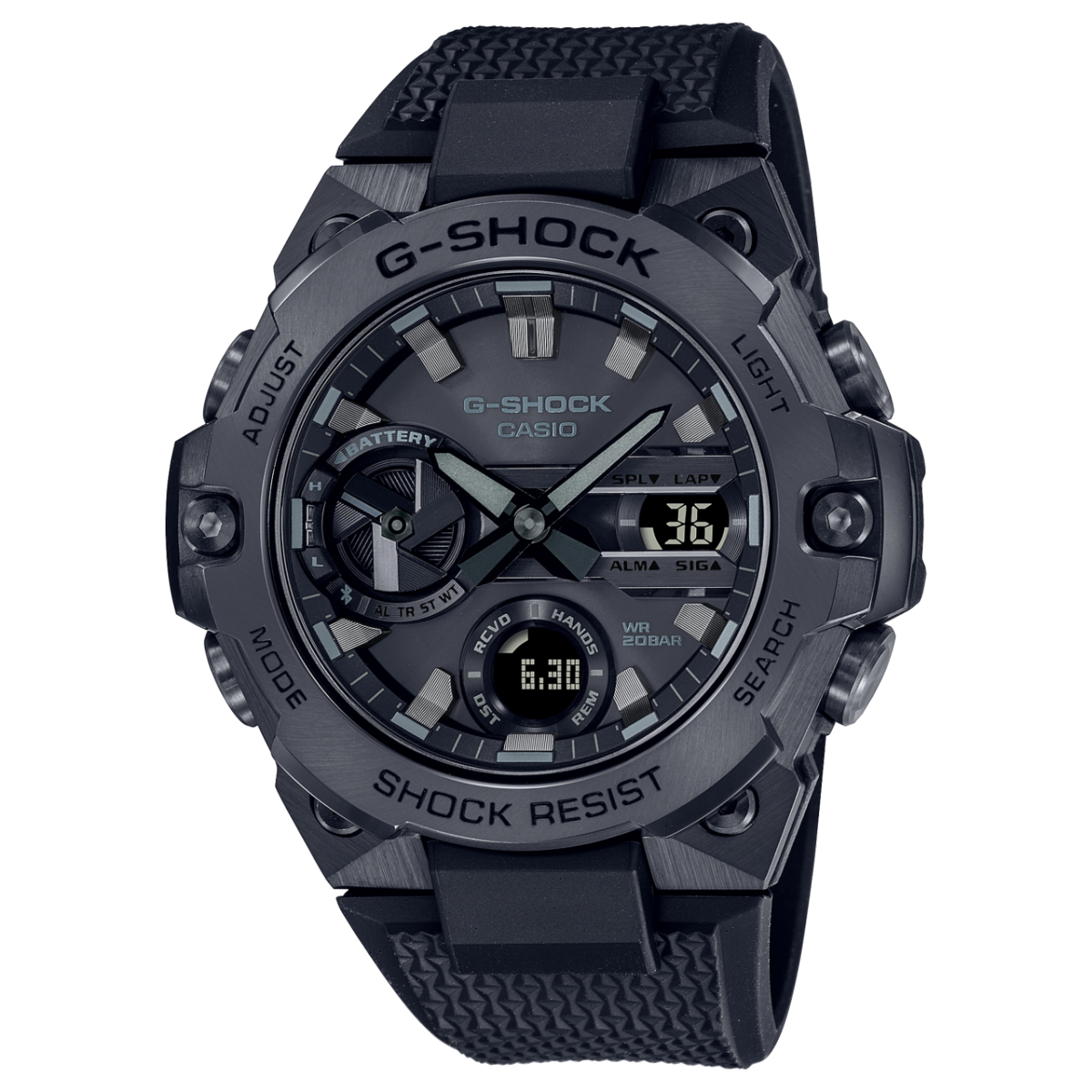 Casio G‑SHOCK Herrenuhr mit dunkelblauem Zifferblatt und Silikonarmband