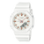Casio G‑SHOCK Damenarmbanduhr mit weißem Bio-Harzband und rundem Ziffernblatt