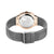 Montre femme vue arrière : bracelet milanais avec fermoir et boîtier plaqué or rose