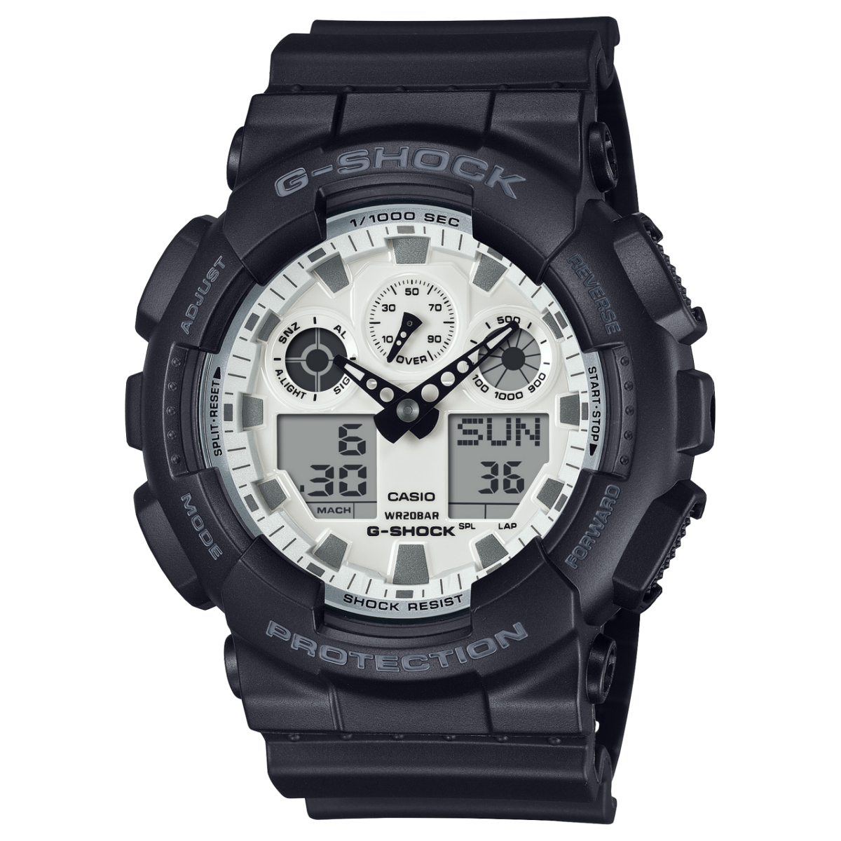 Casio G‑Shock Herrenuhr, schwarzes Resinarmband, analog-digitales Zifferblatt