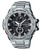 Herrenarmbanduhr: Stahlband, rundes Gehäuse, schwarzes Zifferblatt mit Chrono-Subdials