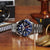 Montre Seiko 5 Sports pour homme avec cadran bleu, lunette moletée, bracelet en métal