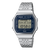 Casio Vintage ABL-100WE-2AEF digitale Armbanduhr mit silbernem Metallband und blauem Display
