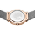 Fond transparent pour montre femme, boîtier plaqué or rose et bracelet milanais