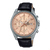 Casio Edifice Herren-Chronograph mit schwarzem Lederarmband, Roségold-Zifferblatt