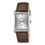 Casio Herrenuhr mit quadratischem Zifferblatt, braunem Lederarmband und Mineralglas