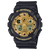 Casio G-Shock GA-100 Herrenuhr mit dunklem Kunststoffband und goldfarbenem Zifferblatt