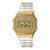 Casio Unisex-Digitalarmbanduhr mit goldfarbenem Gehäuse und transparentem Kunststoffband