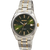 Montre homme en titane avec cadran vert, bracelet bicolore en métal et verre saphir