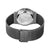 Herren Solar-Uhr Rückansicht mit Gravur im Edelstahlgehäuse und Milanaise-Armband