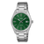 Casio Armbanduhr: grünes Zifferblatt, Metallband, Datumsanzeige, WR 50 m