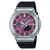 Casio G-Shock Herrenuhr mit violettem Zifferblatt und schwarzem Harzarmband, silbernem Gehäuse